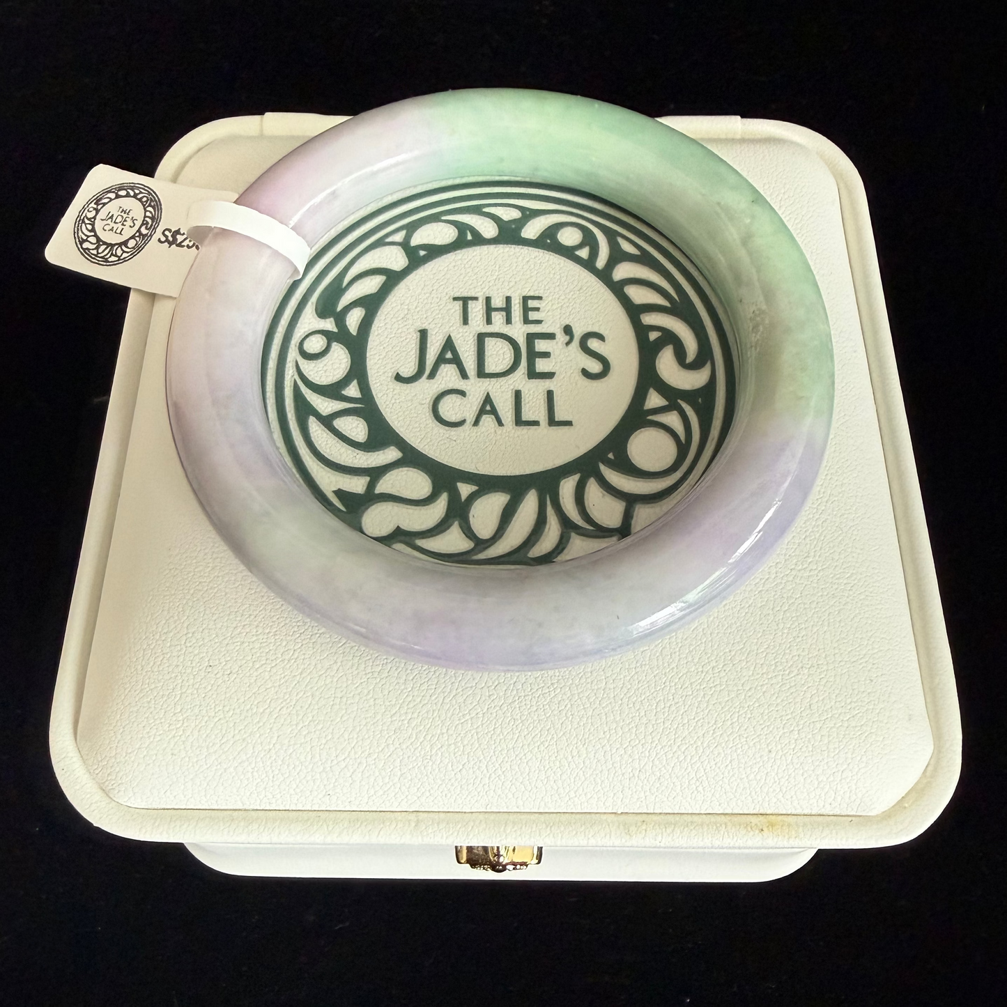 473. Lavender with apple green traditional round jade bangle