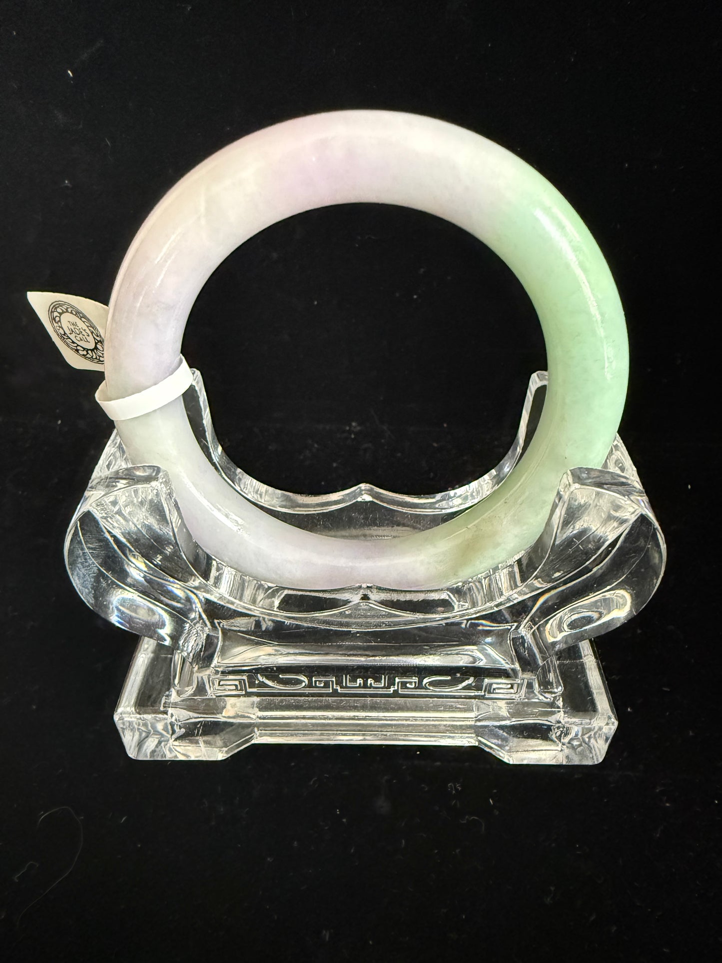 473. Lavender with apple green traditional round jade bangle