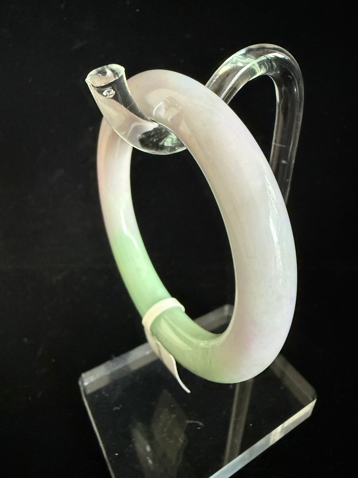 473. Lavender with apple green traditional round jade bangle