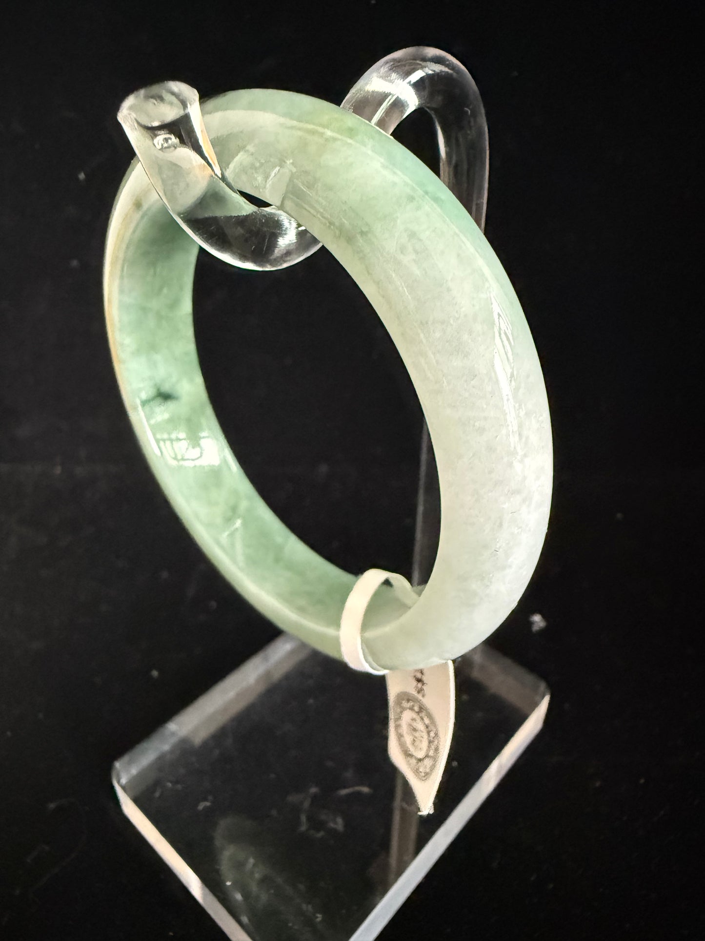 453. Mossy green jade bangle