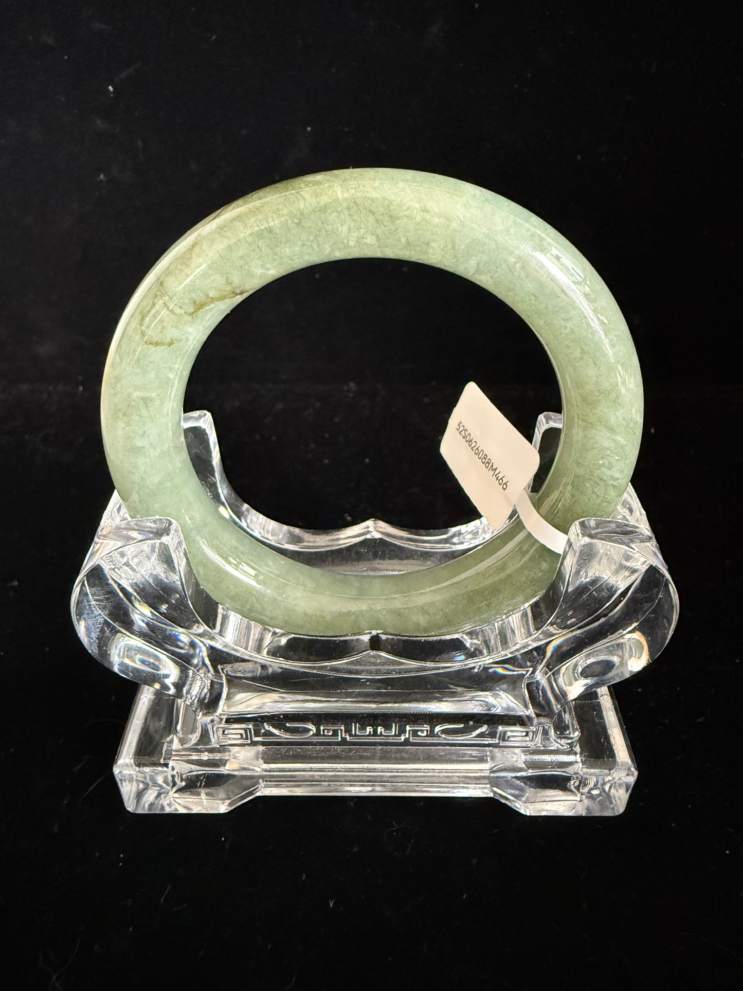 466. Celadon cotton-textured traditional round jade bangle