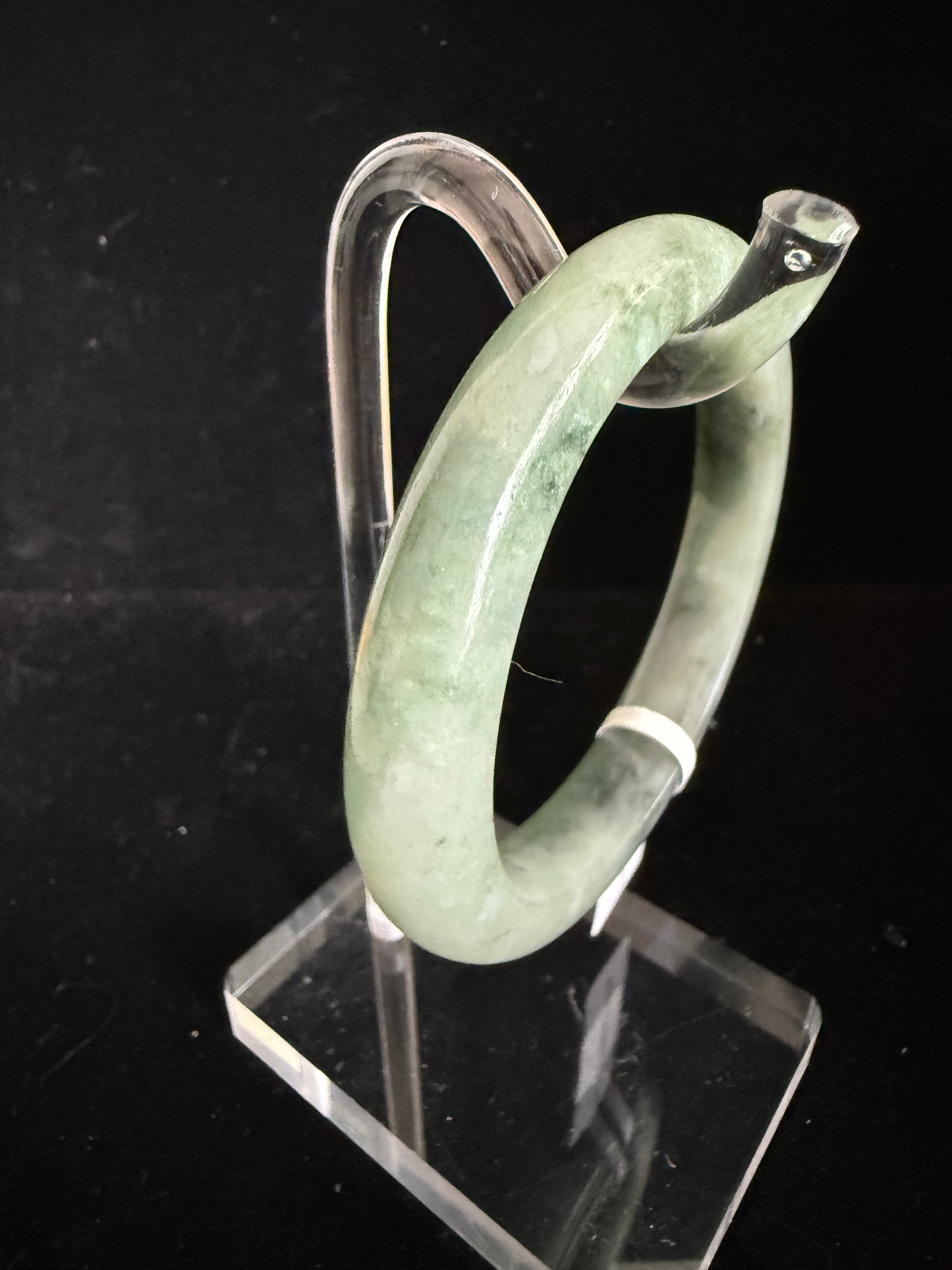451. Deep forest and mint green jade bangle