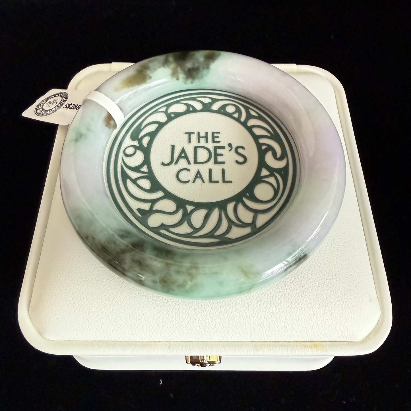 476. Lavender, apple green and moss traditional round jade bangle