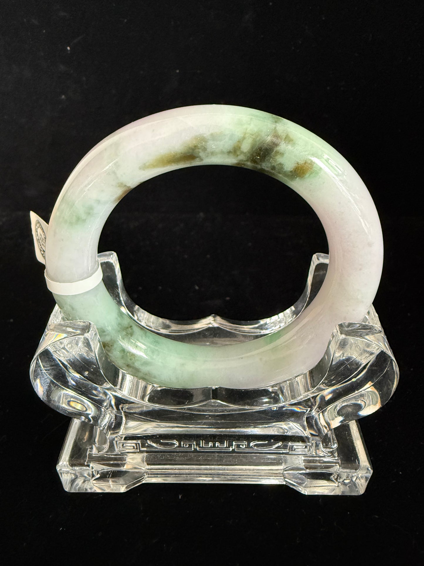 476. Lavender, apple green and moss traditional round jade bangle