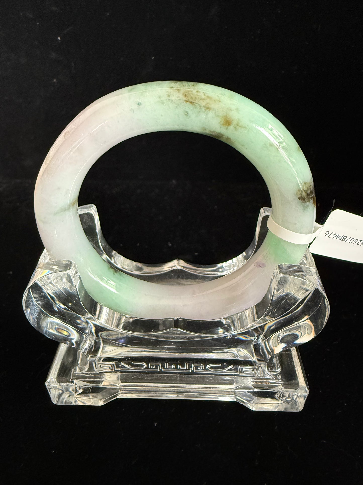 476. Lavender, apple green and moss traditional round jade bangle