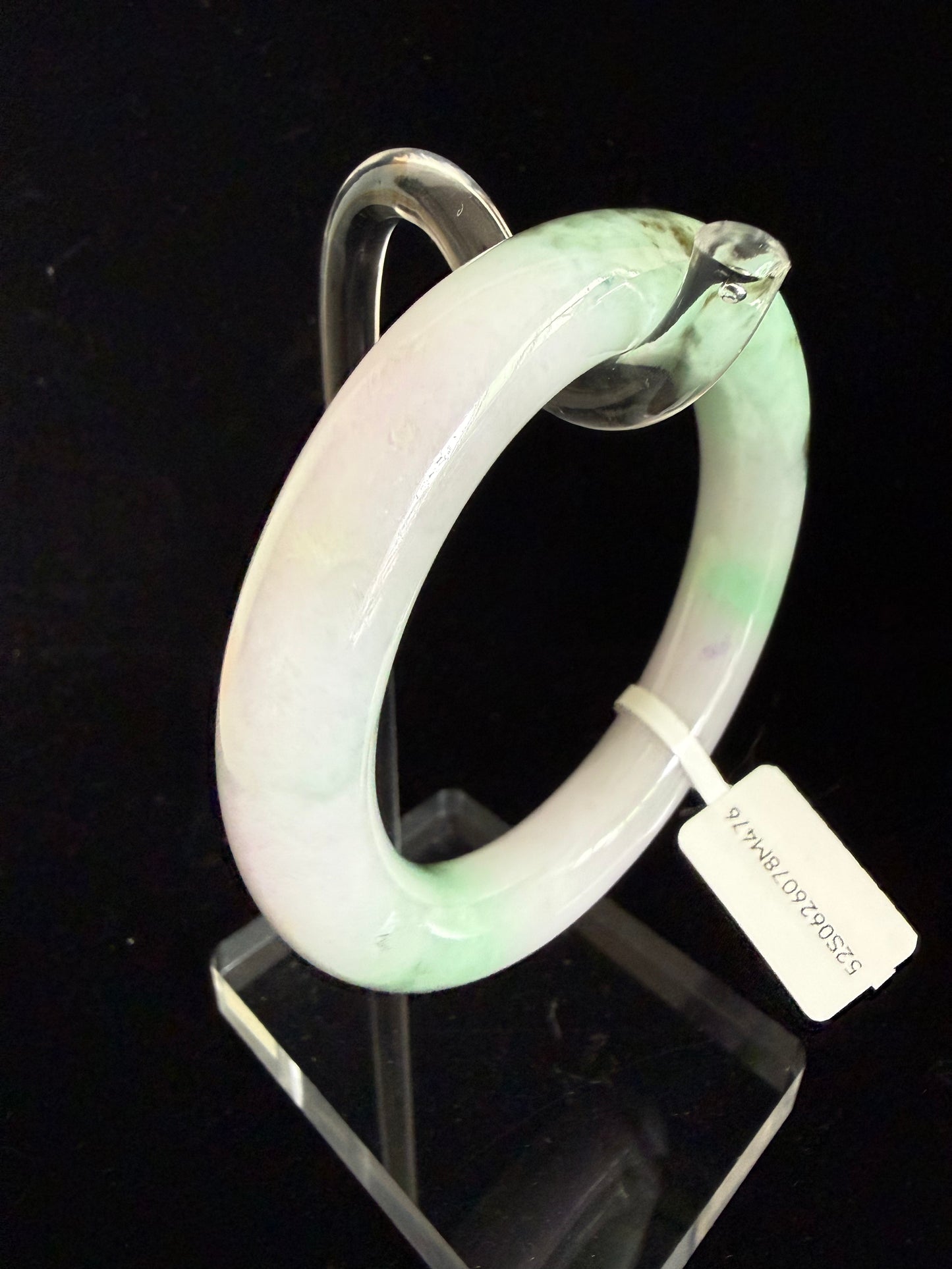 476. Lavender, apple green and moss traditional round jade bangle