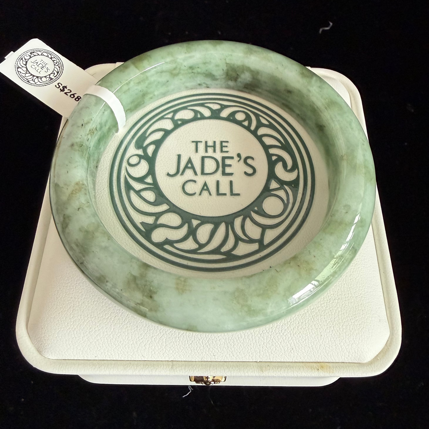467. Speckled moss green jade bangle