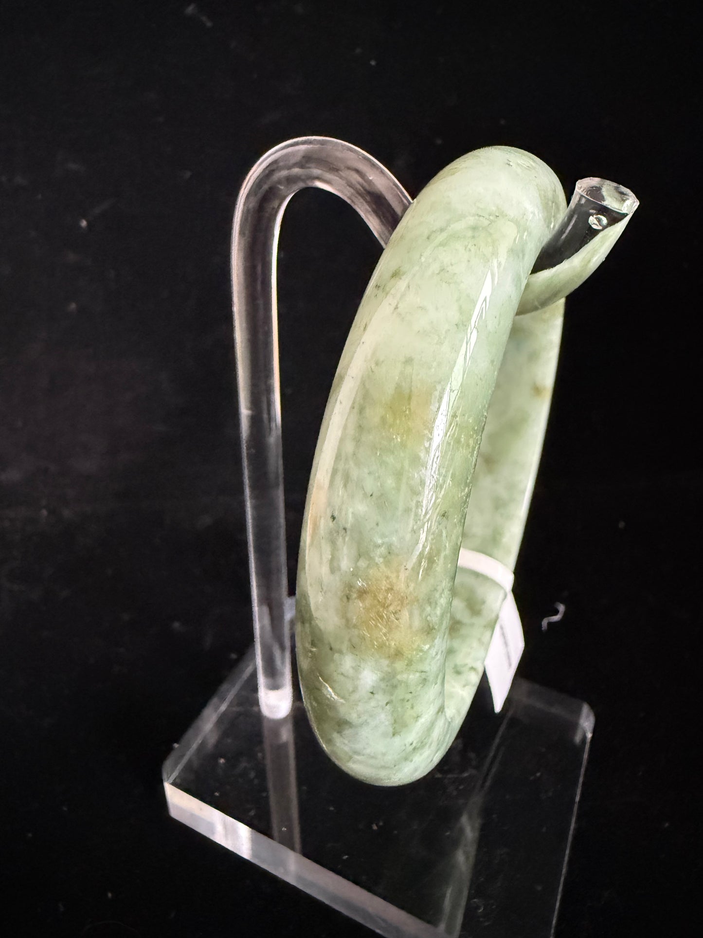 467. Speckled moss green jade bangle