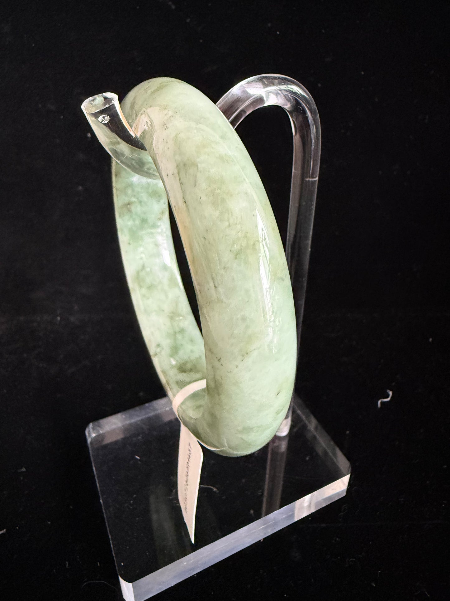 467. Speckled moss green jade bangle