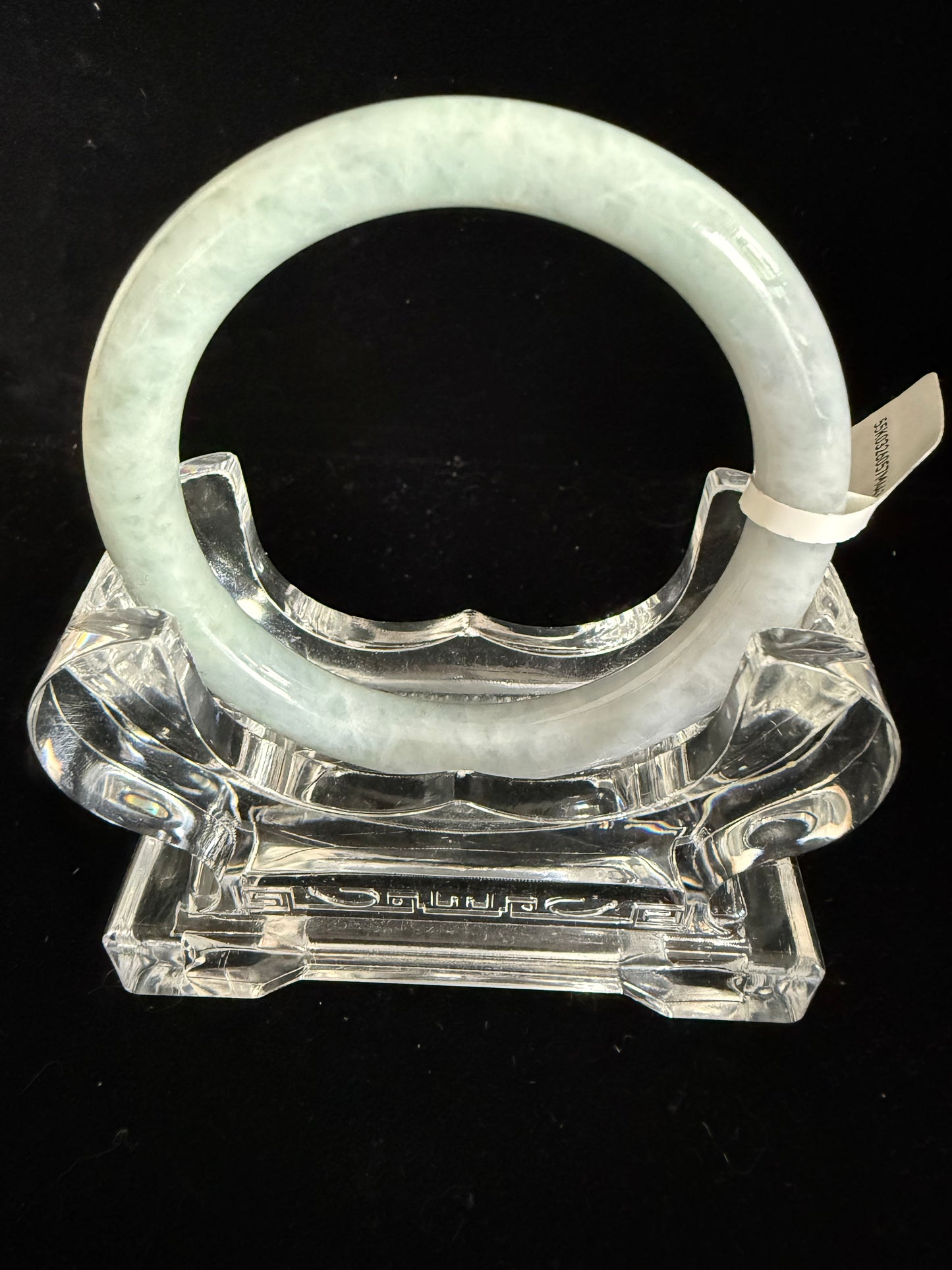 443. Frosted pale green and lavender thin jade bangle