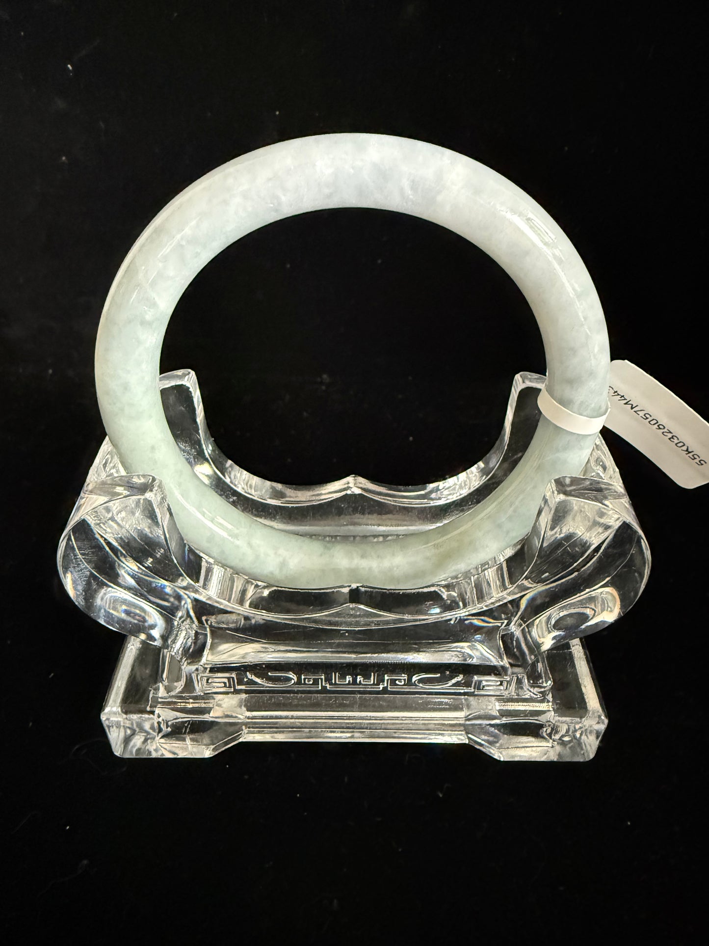 443. Frosted pale green and lavender thin jade bangle