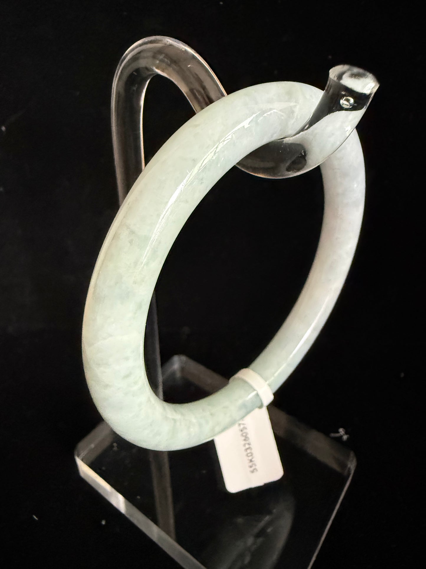 443. Frosted pale green and lavender thin jade bangle