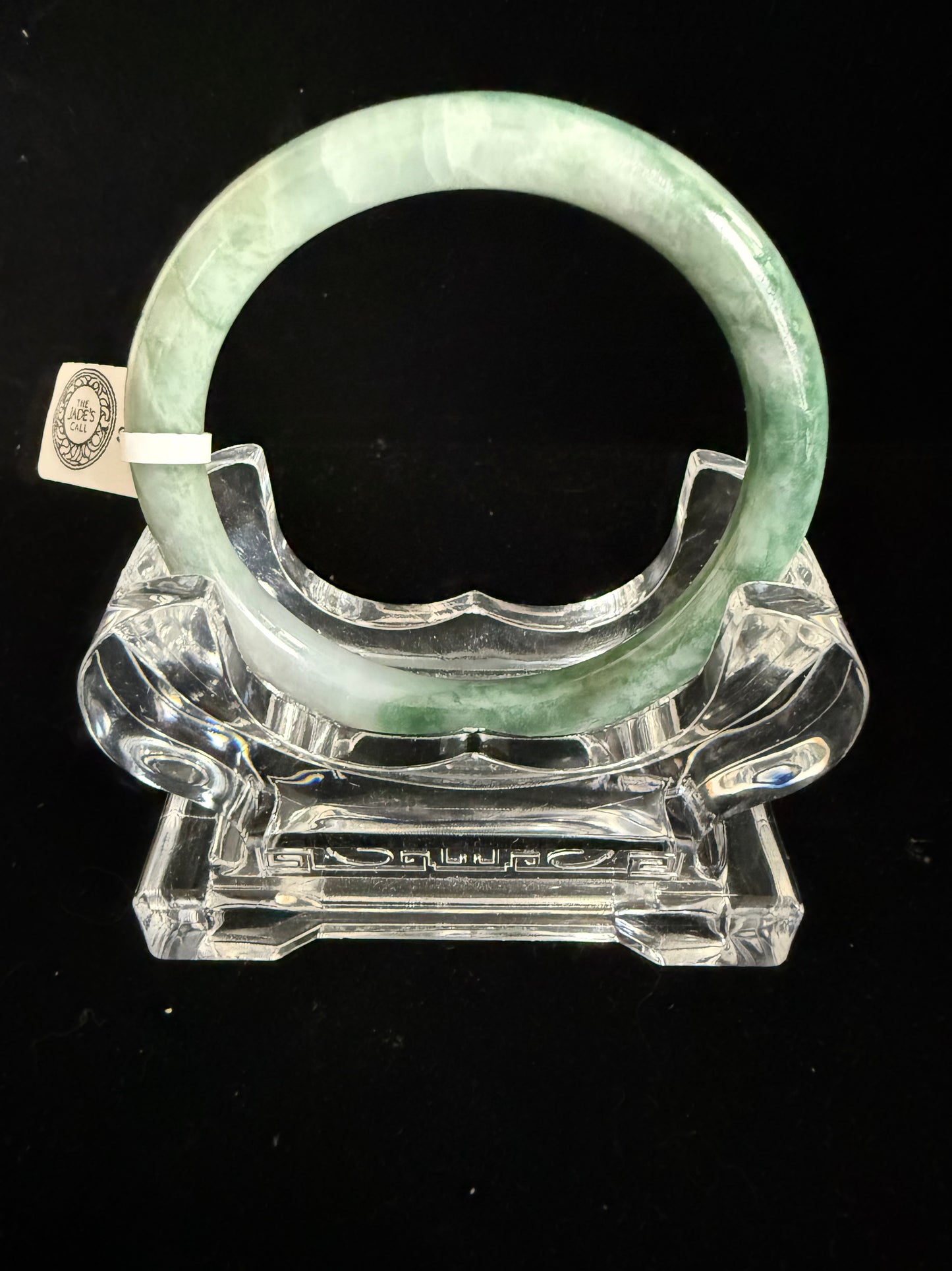 442. Spinach green and white thin jade bangle