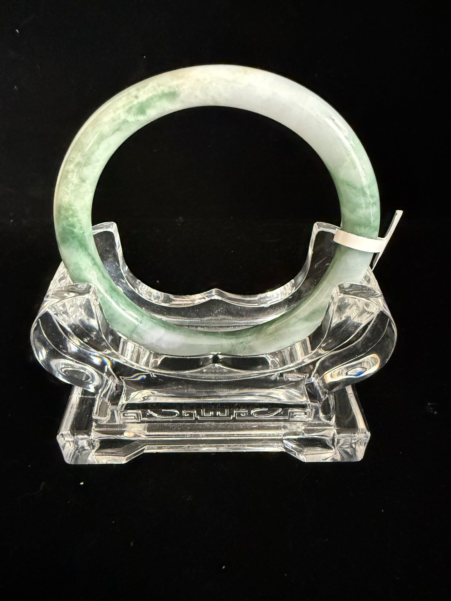442. Spinach green and white thin jade bangle