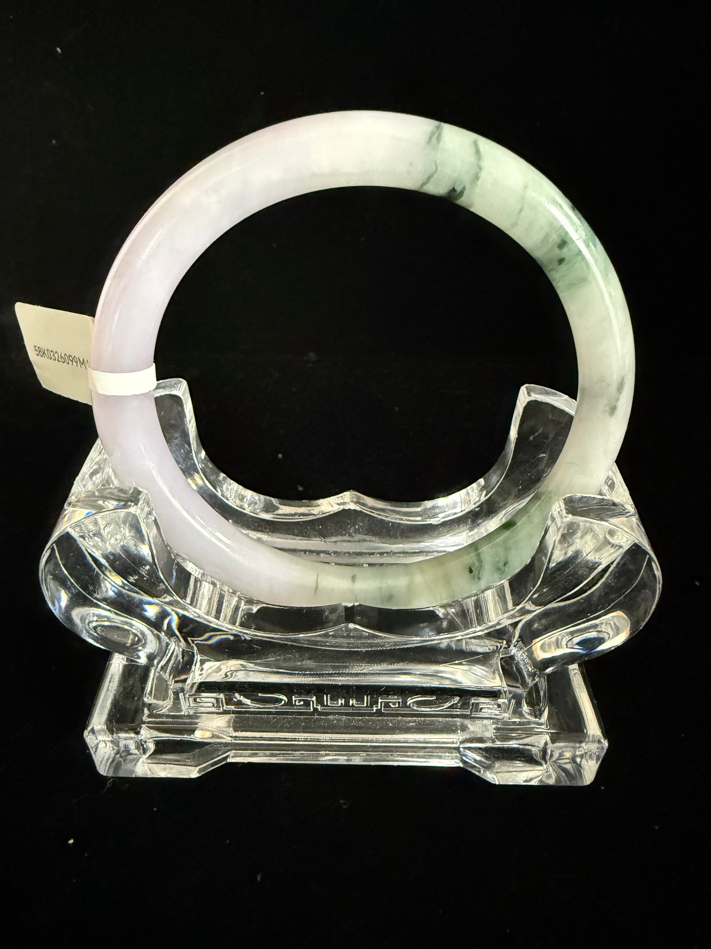 456. Lavender with dark green streaks thin jade bangle