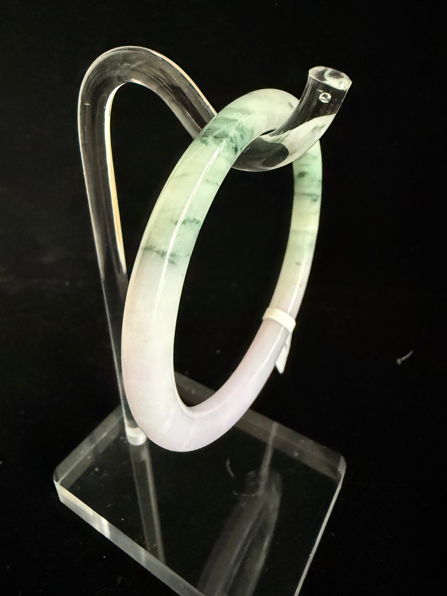 456. Lavender with dark green streaks thin jade bangle