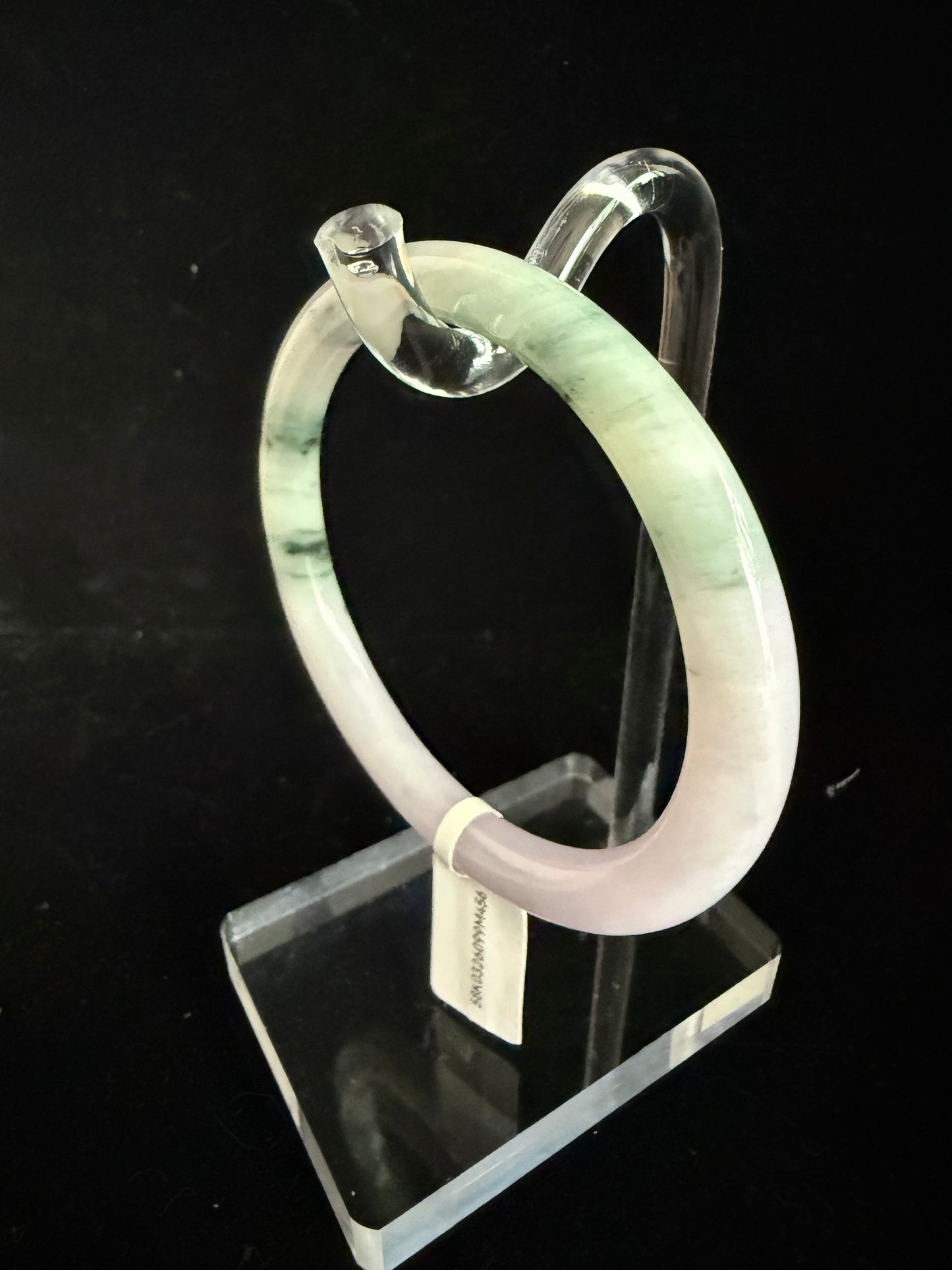 456. Lavender with dark green streaks thin jade bangle