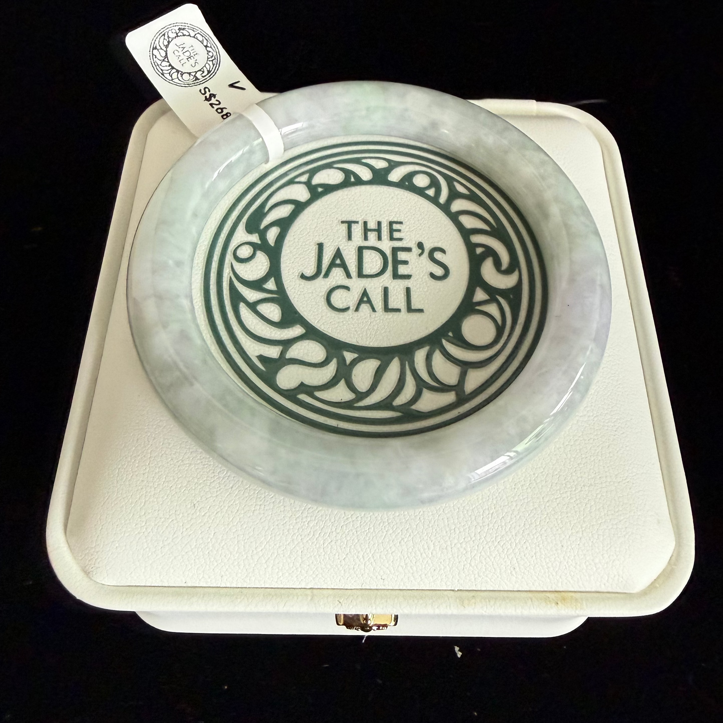 457. Snowy white with lavender hints thin jade bangle