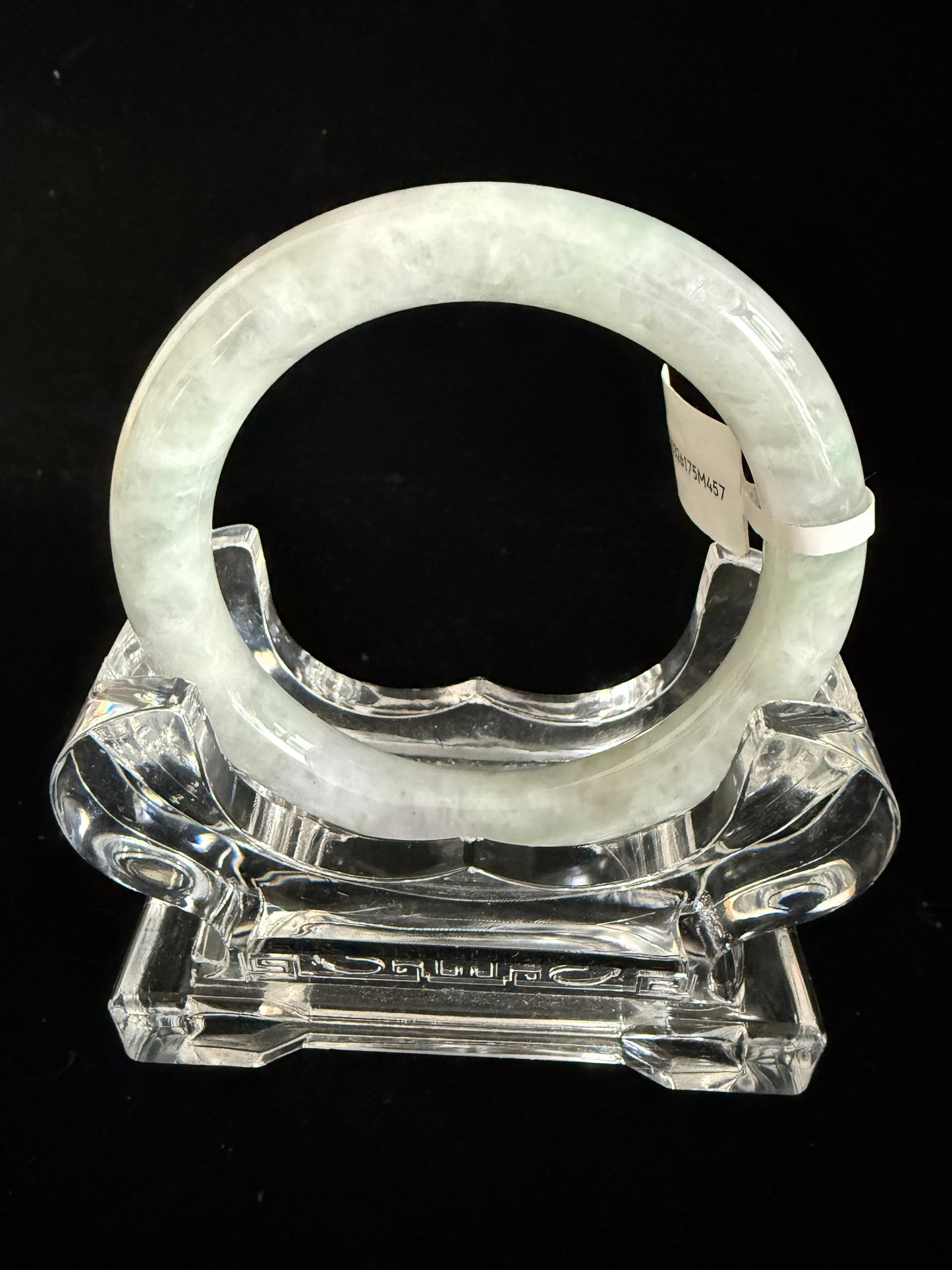 457. Snowy white with lavender hints thin jade bangle