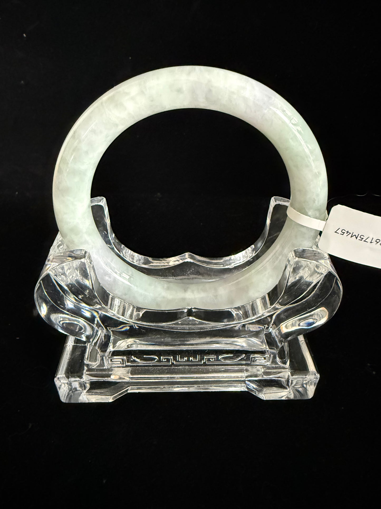 457. Snowy white with lavender hints thin jade bangle