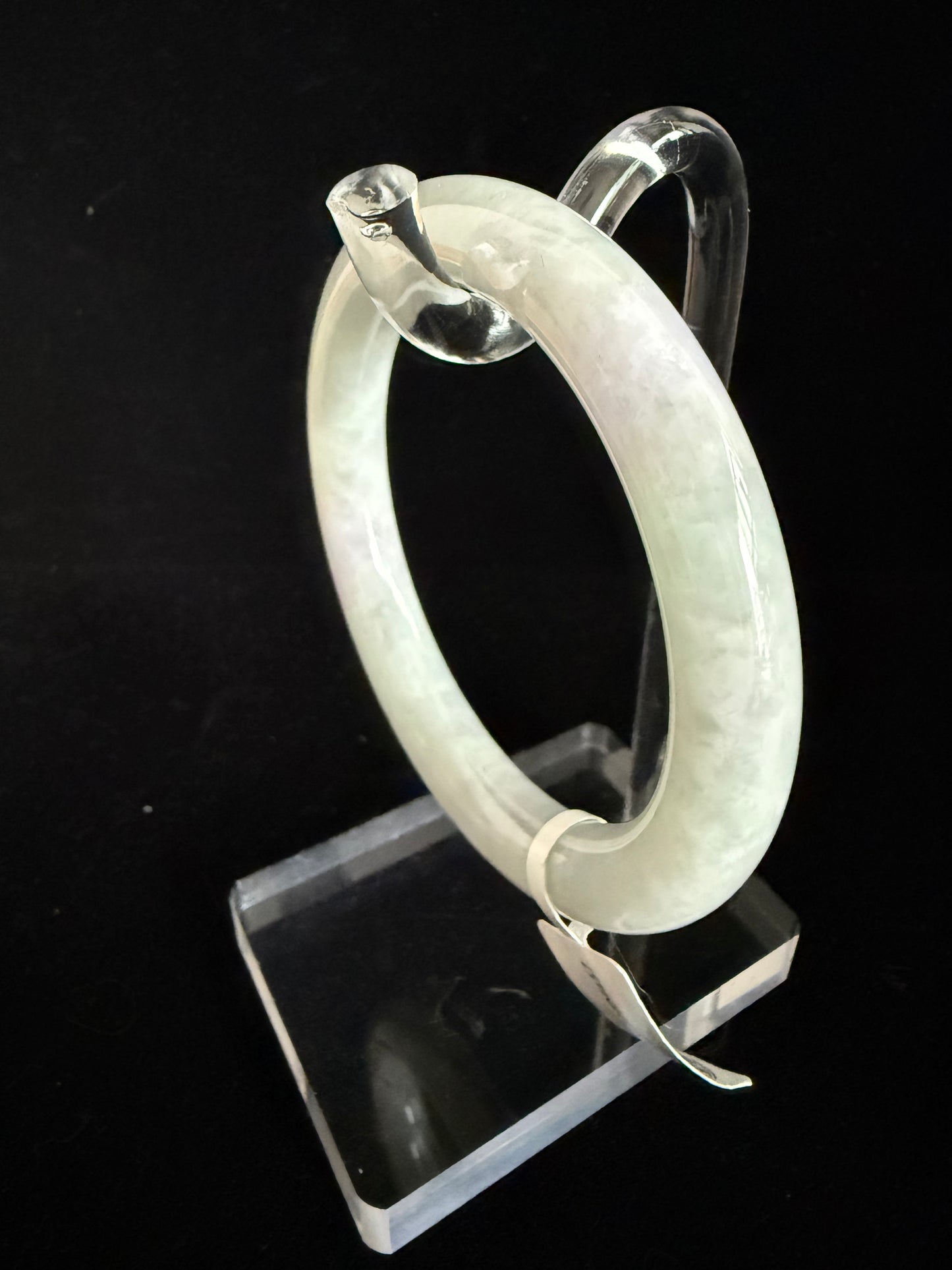 457. Snowy white with lavender hints thin jade bangle