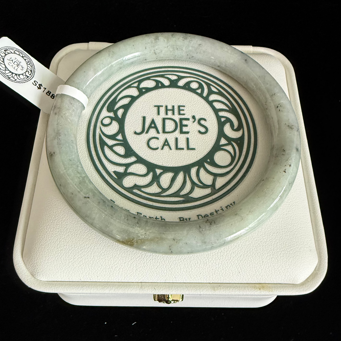 440. Thin Speckled pale sage jade bangle