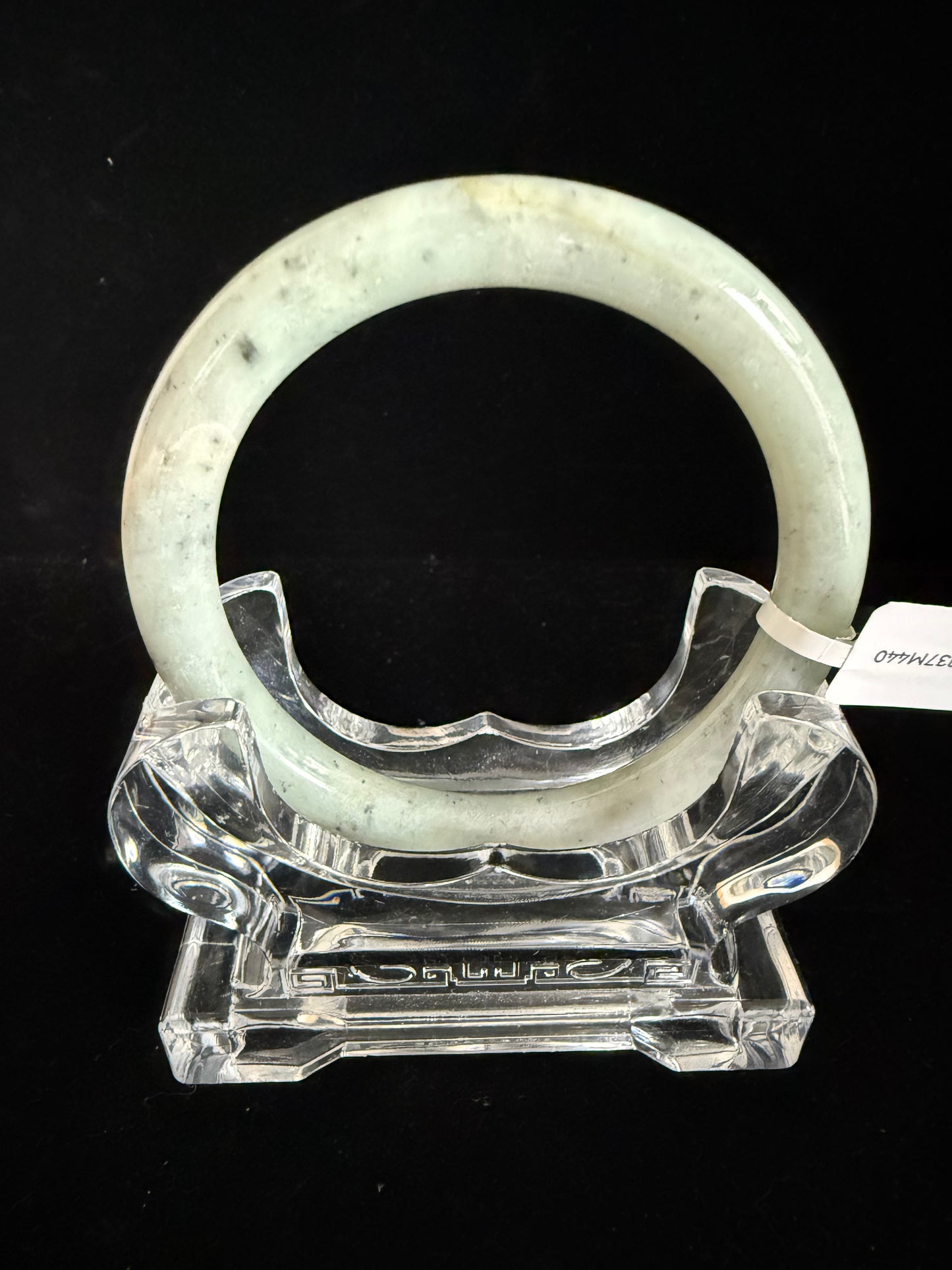 440. Thin Speckled pale sage jade bangle