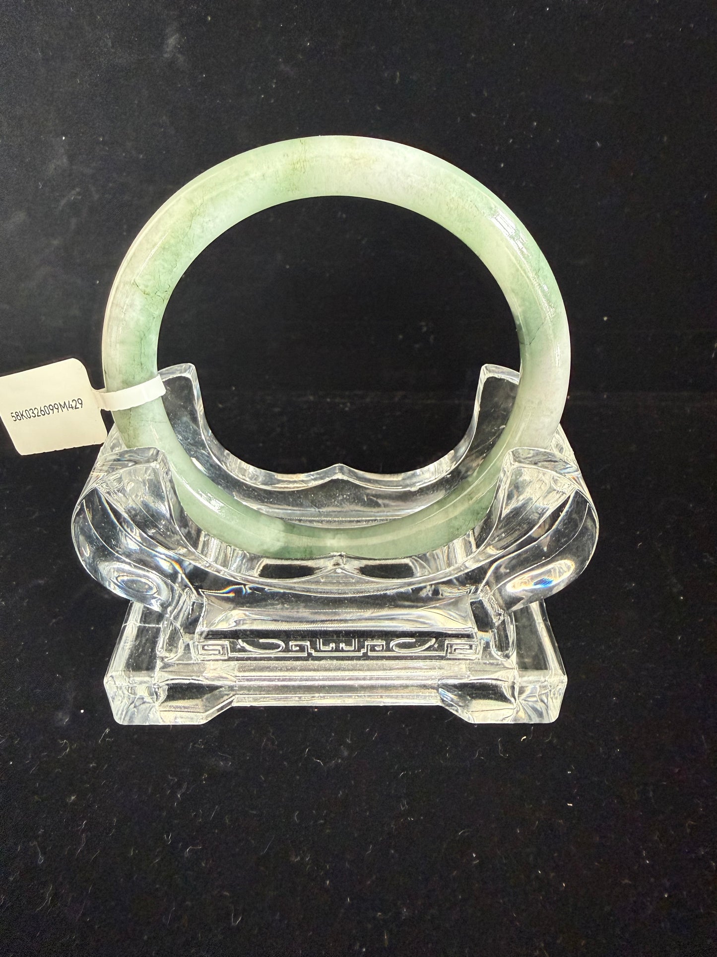 429. Misty grey-green with moss inclusions jade bangle