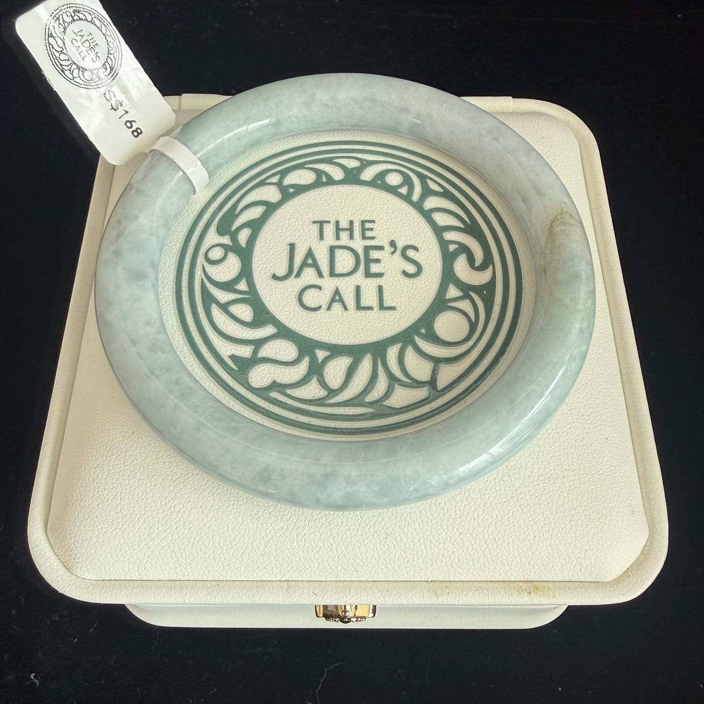 433.  Pale cotton blue-green jade bangle