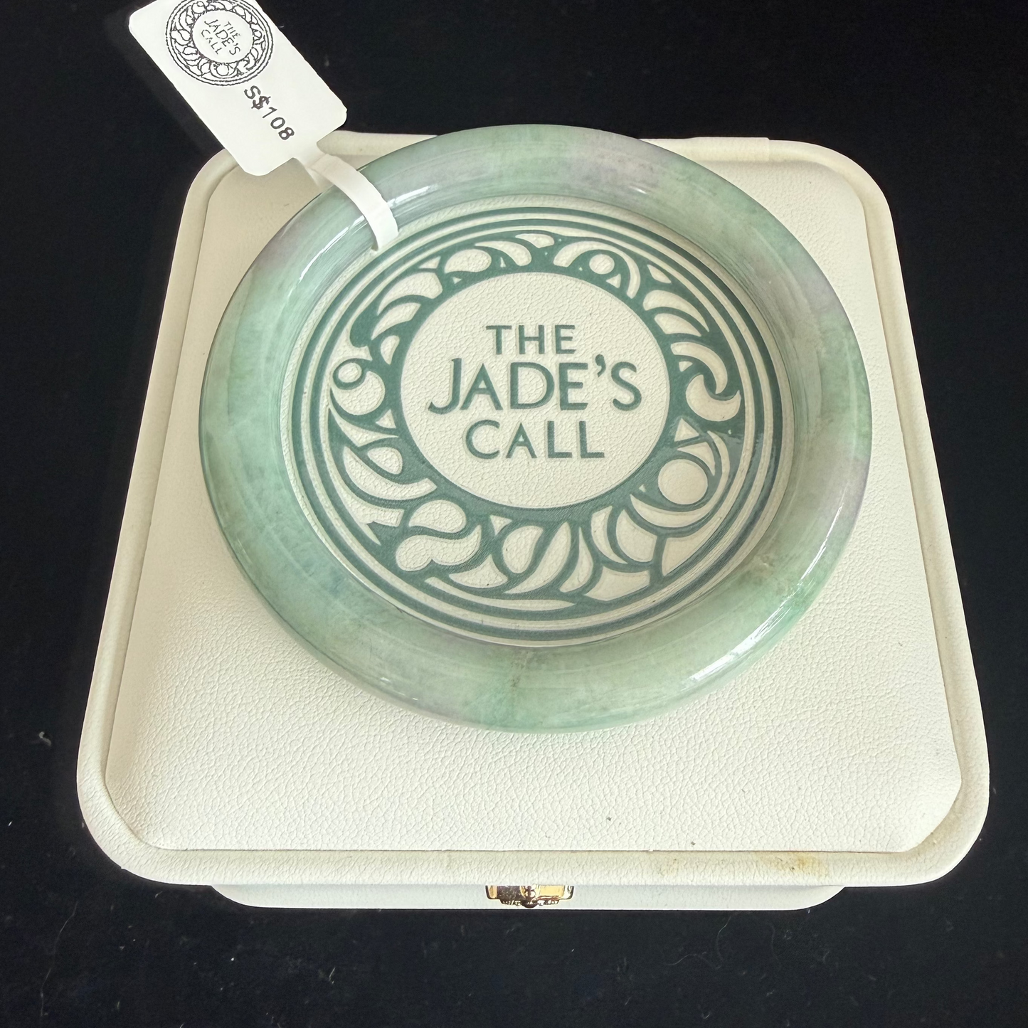 425. Pastel green with lavender hints thin jade bangle