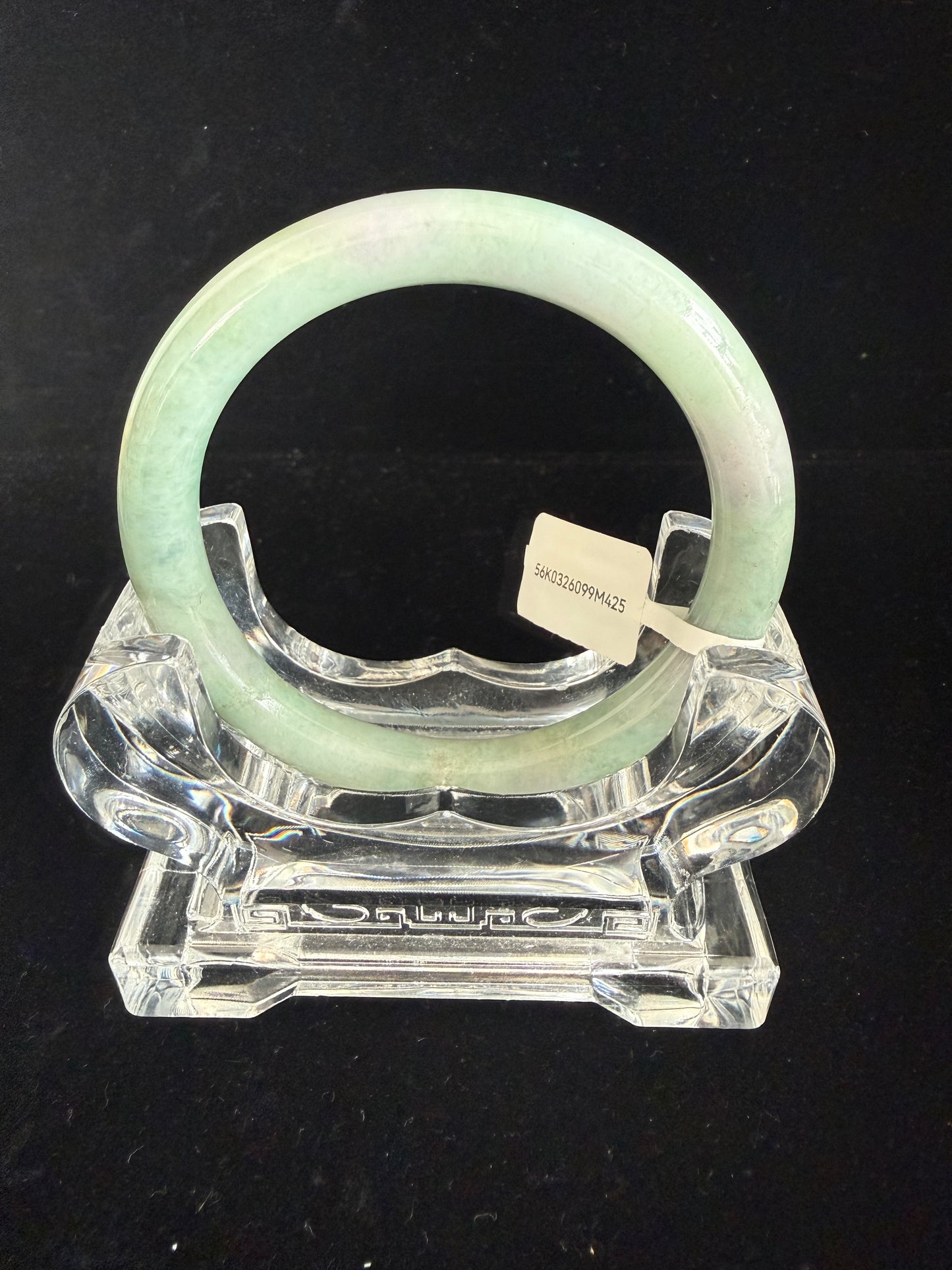 425. Pastel green with lavender hints thin jade bangle