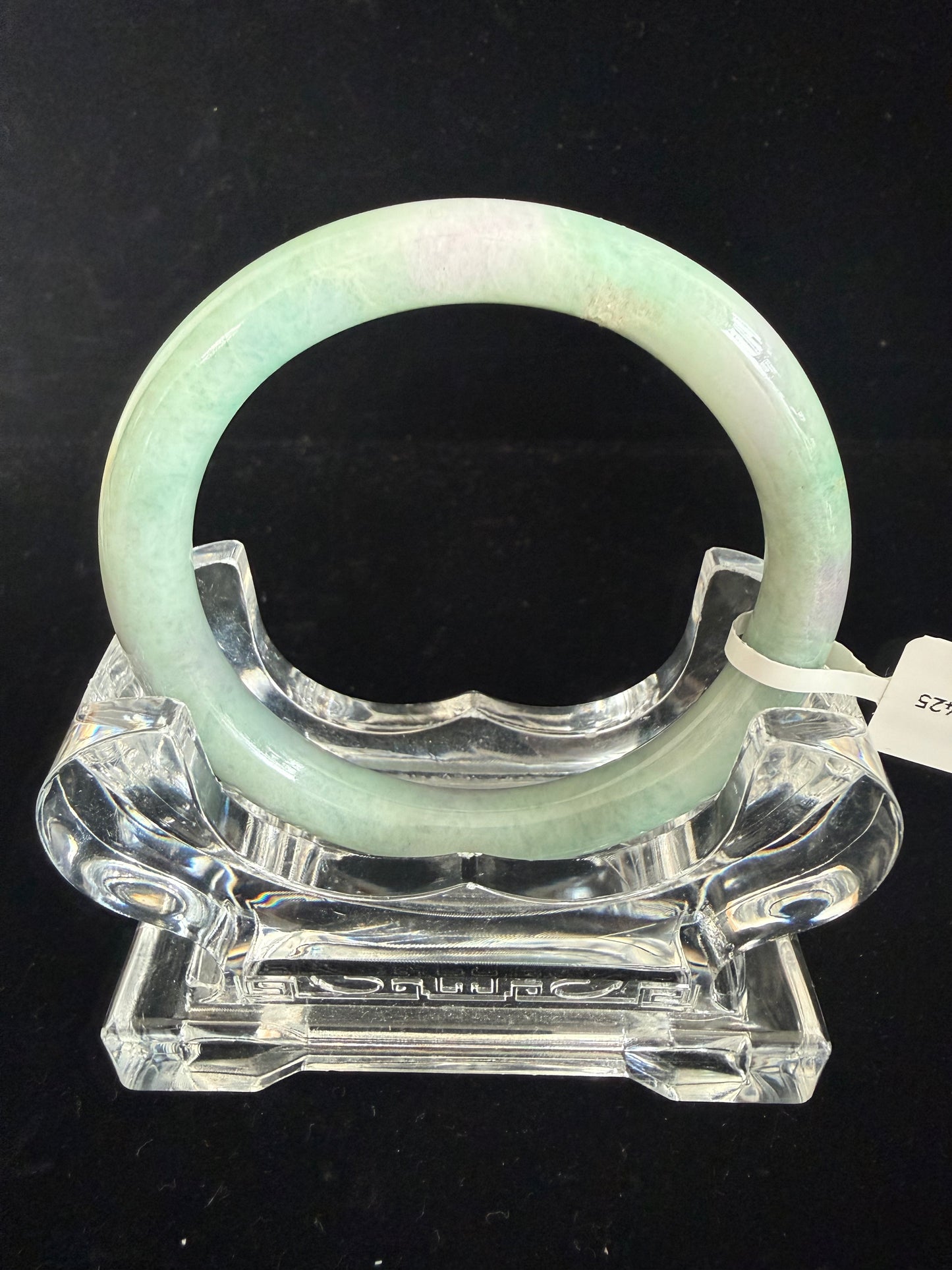 425. Pastel green with lavender hints thin jade bangle
