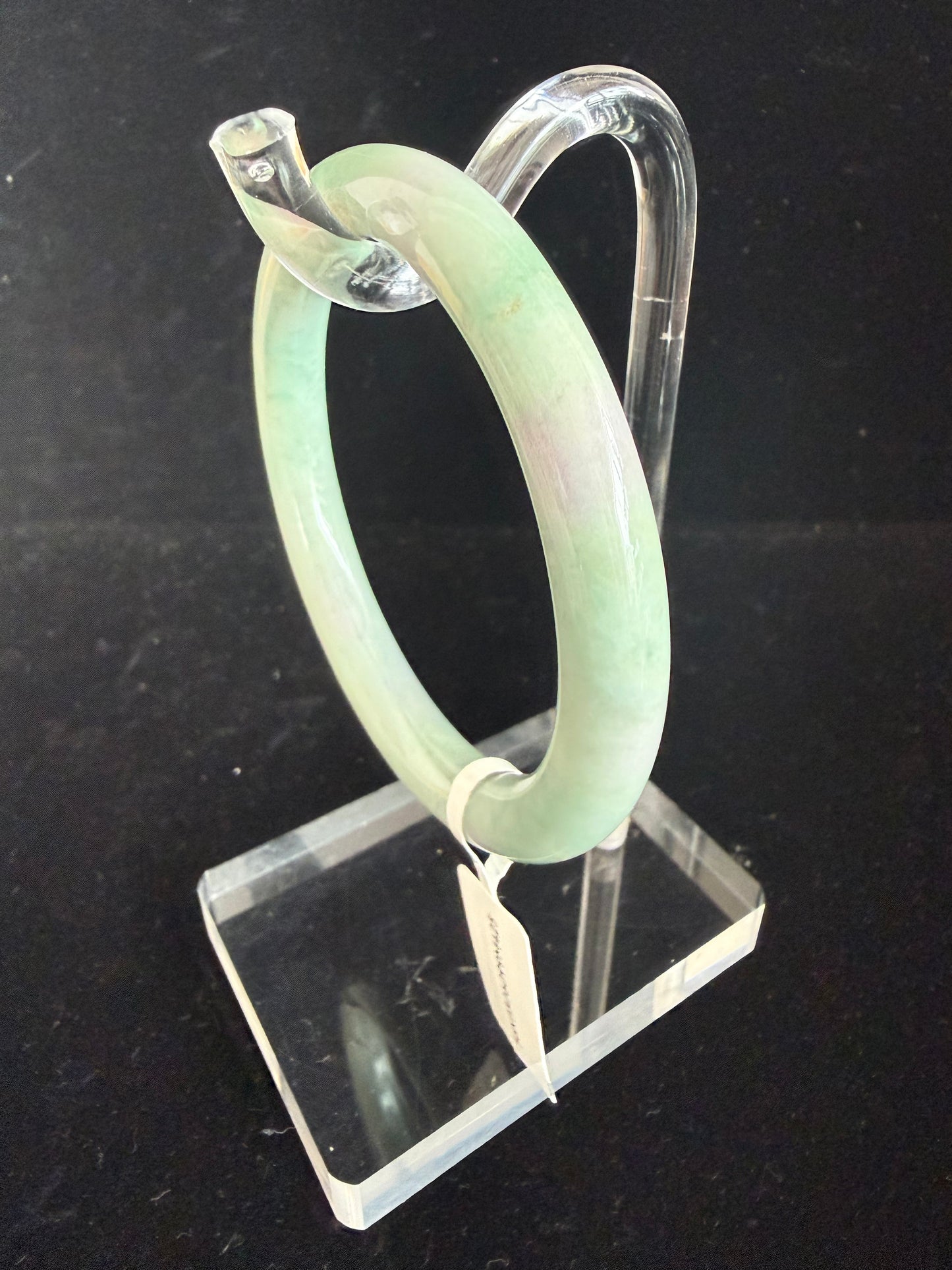 425. Pastel green with lavender hints thin jade bangle