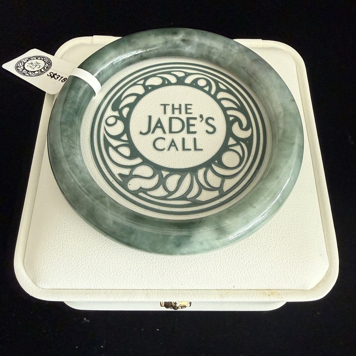485. Deep grey-green mottled jade bangle