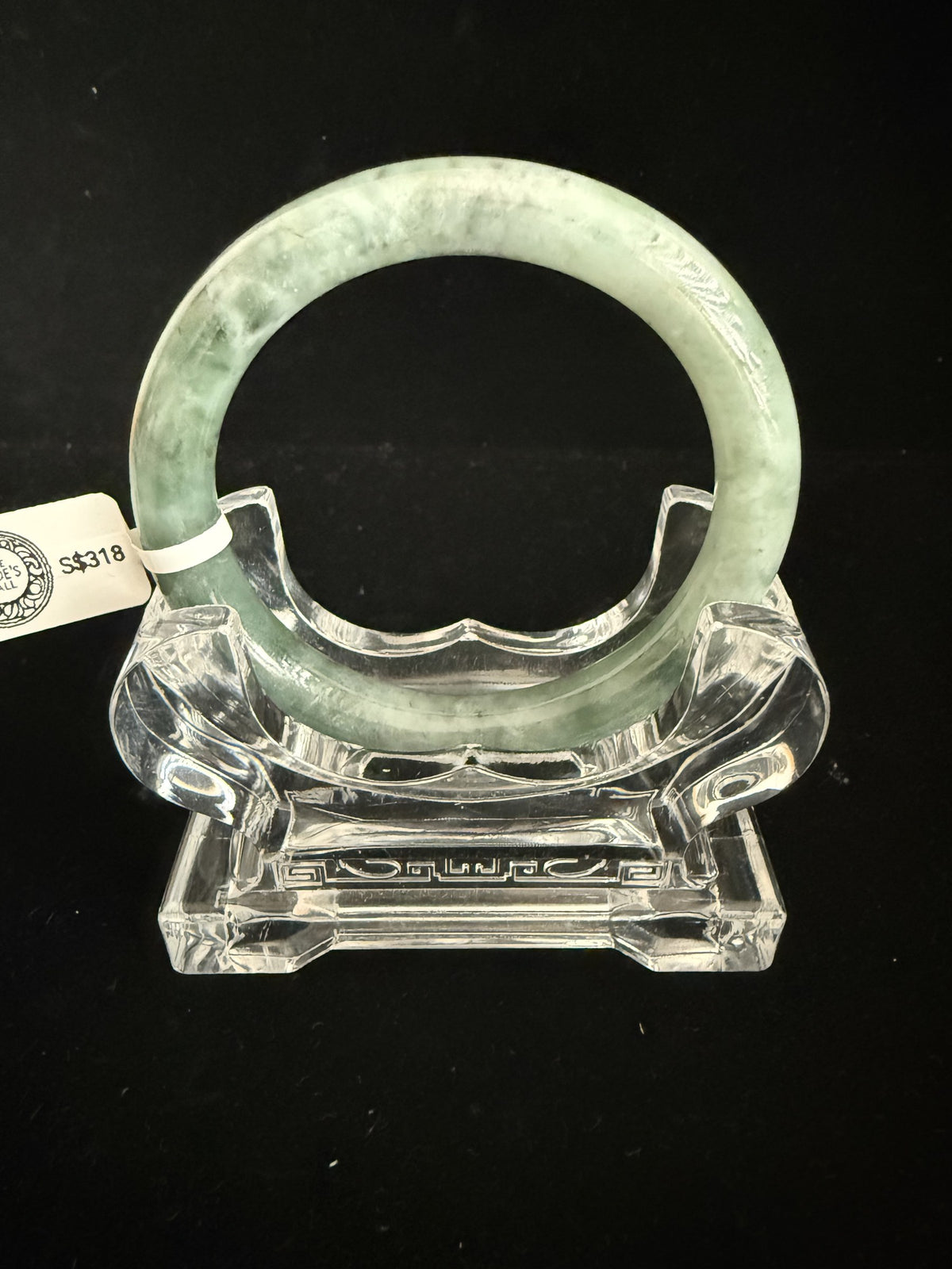 485. Deep grey-green mottled jade bangle