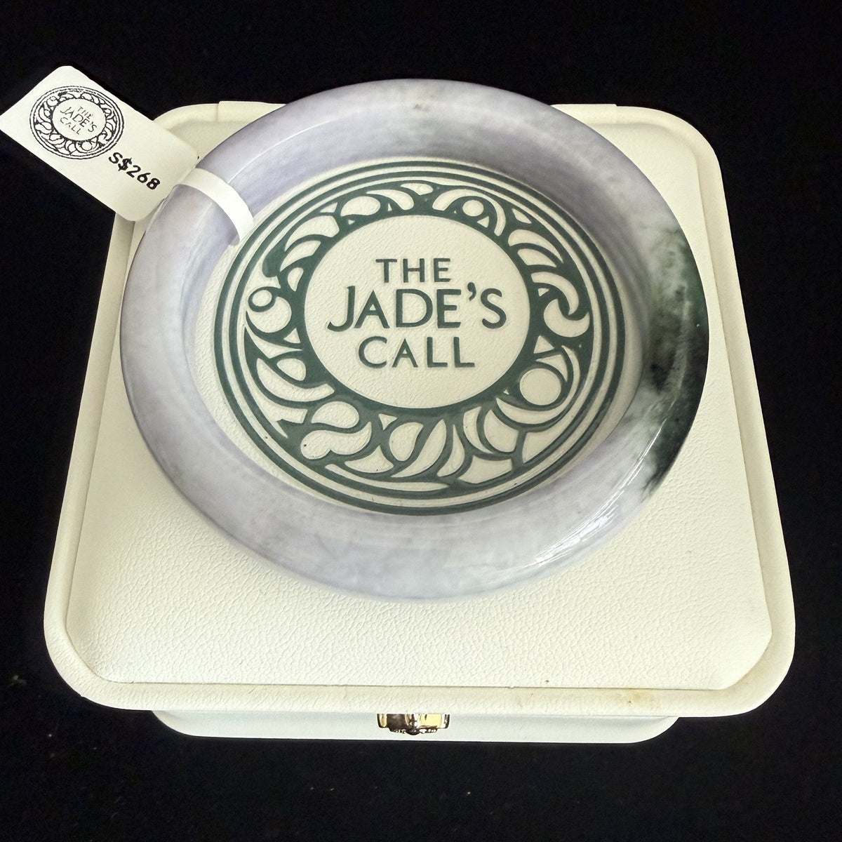 469. Lavender with green and dark green patch jade bangle