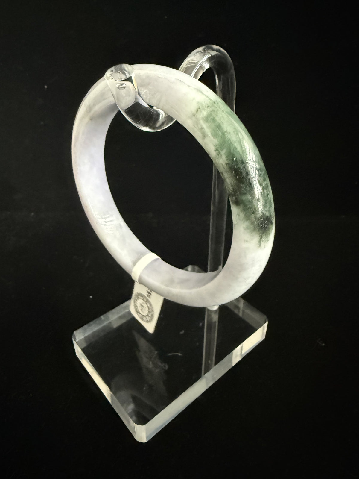 469. Lavender with green and dark green patch jade bangle
