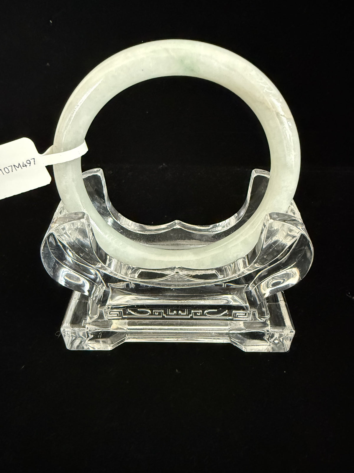 497. Pale celadon green round jade bangle