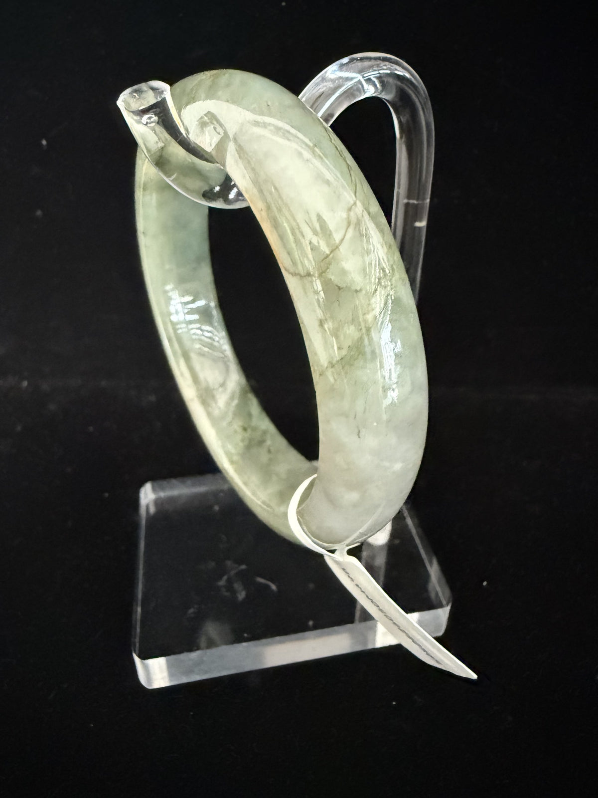 498. Moss grey-green chunky jade bangle