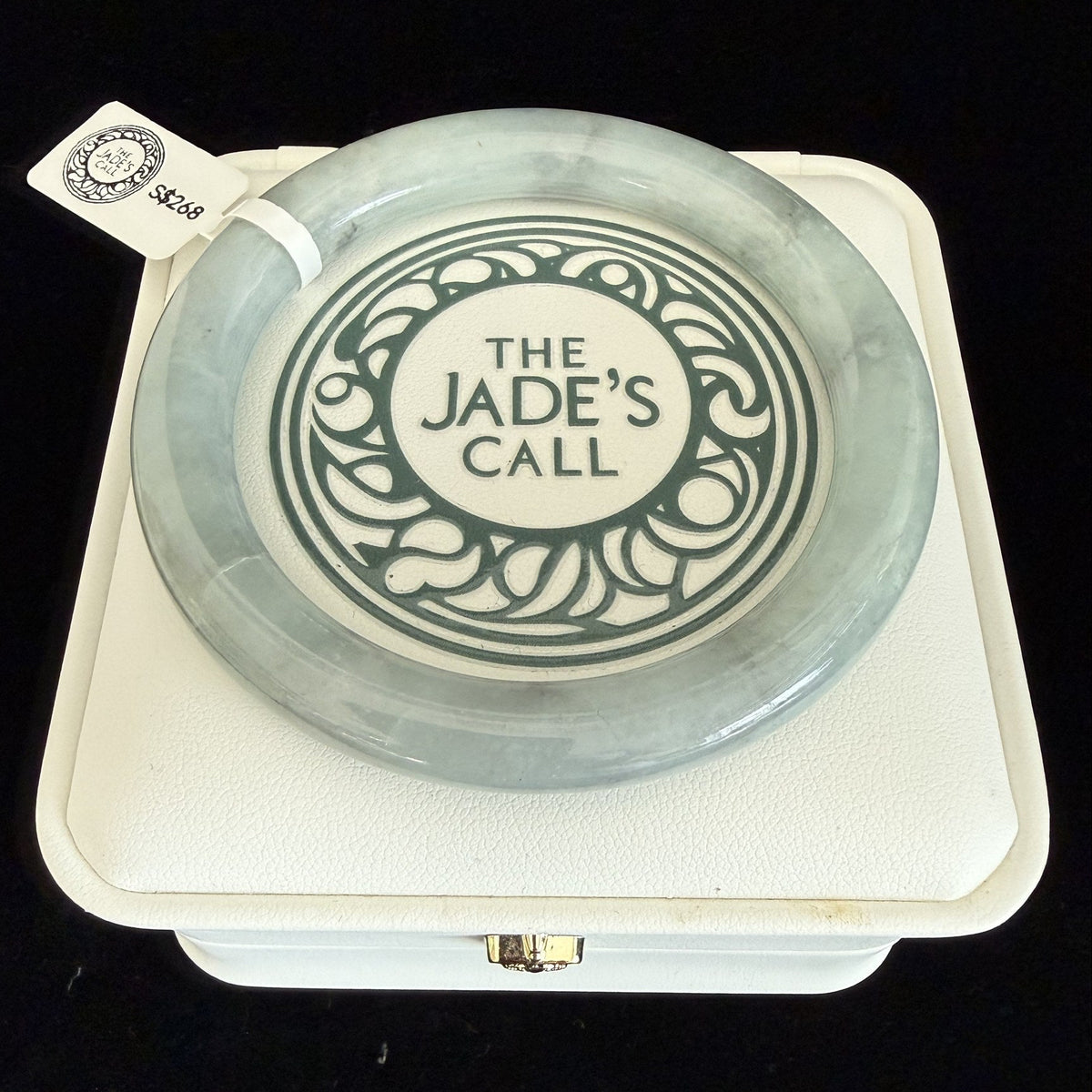 494. Pale mint grey round jade bangle