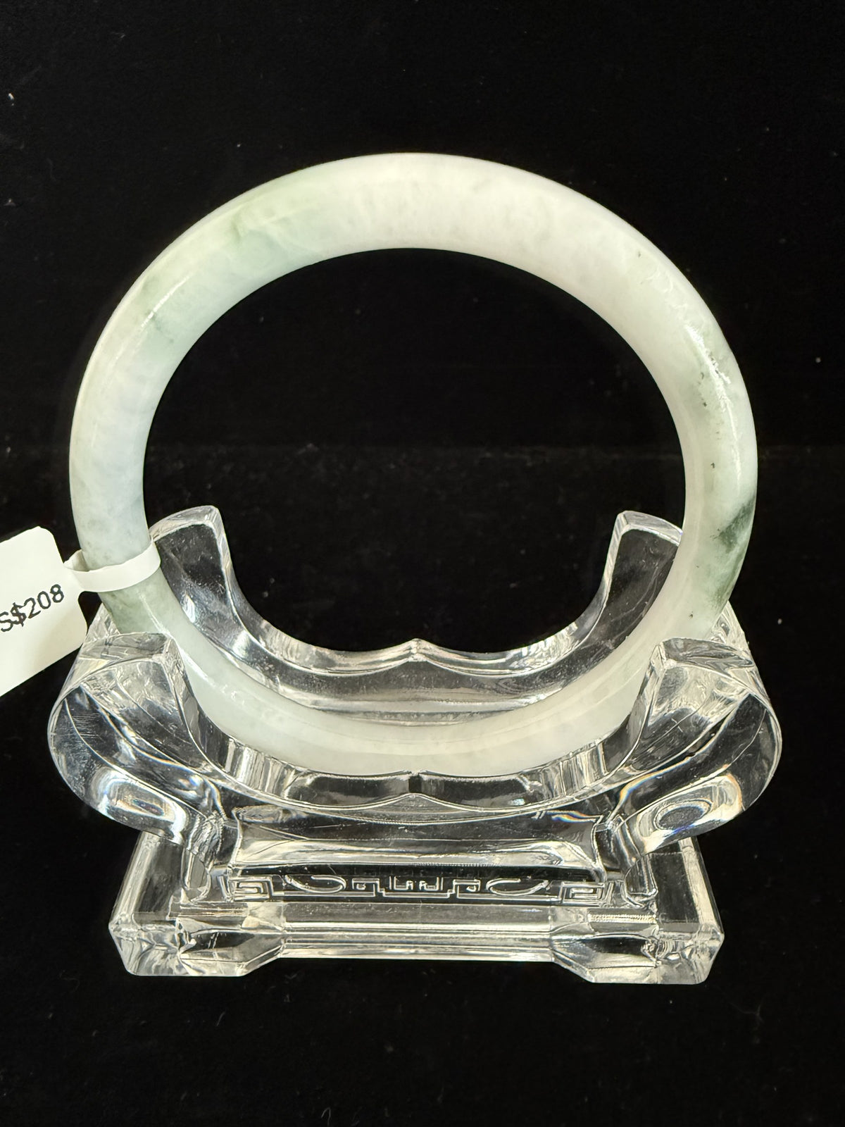 503. White with green patches thin jade bangle