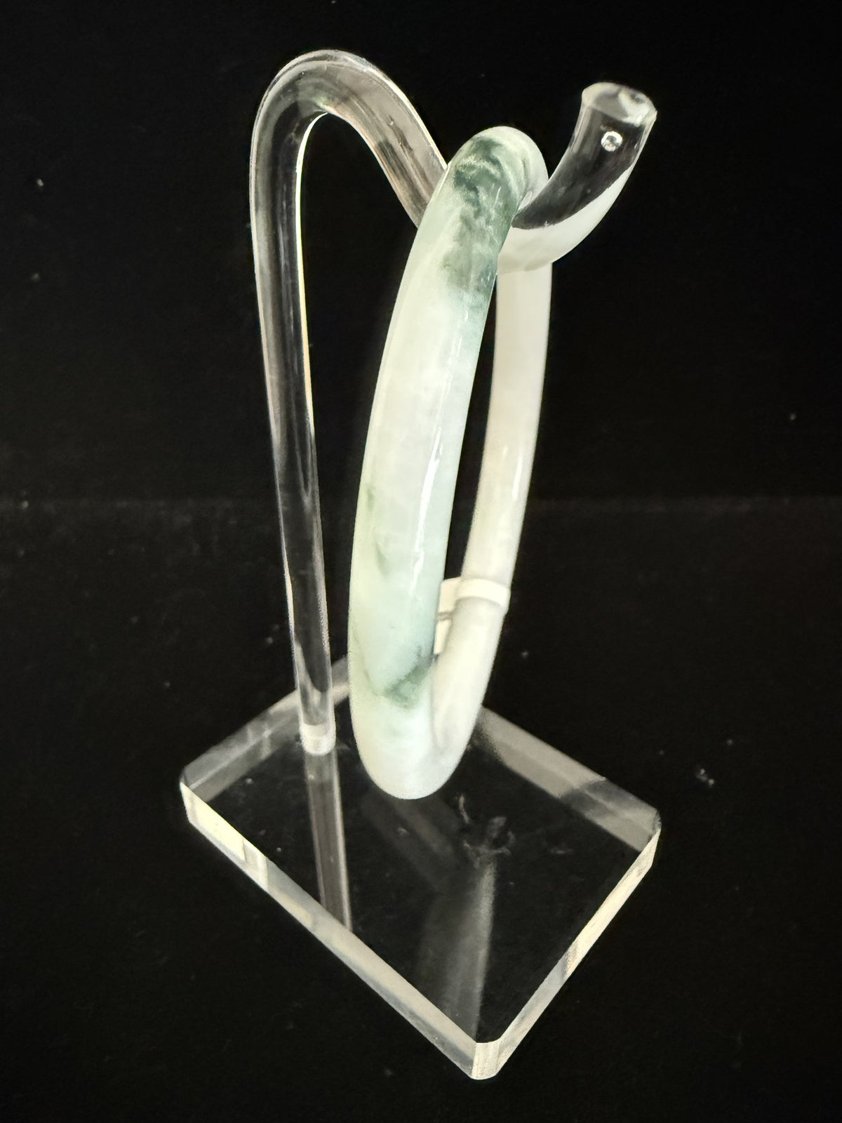 503. White with green patches thin jade bangle