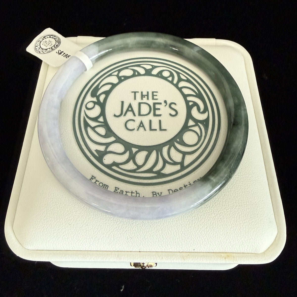 504. Lavender and moss green two-tone thin jade bangle