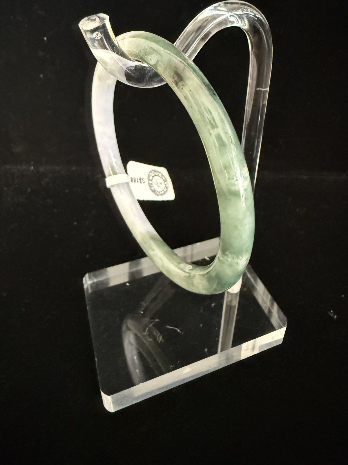 504. Lavender and moss green two-tone thin jade bangle