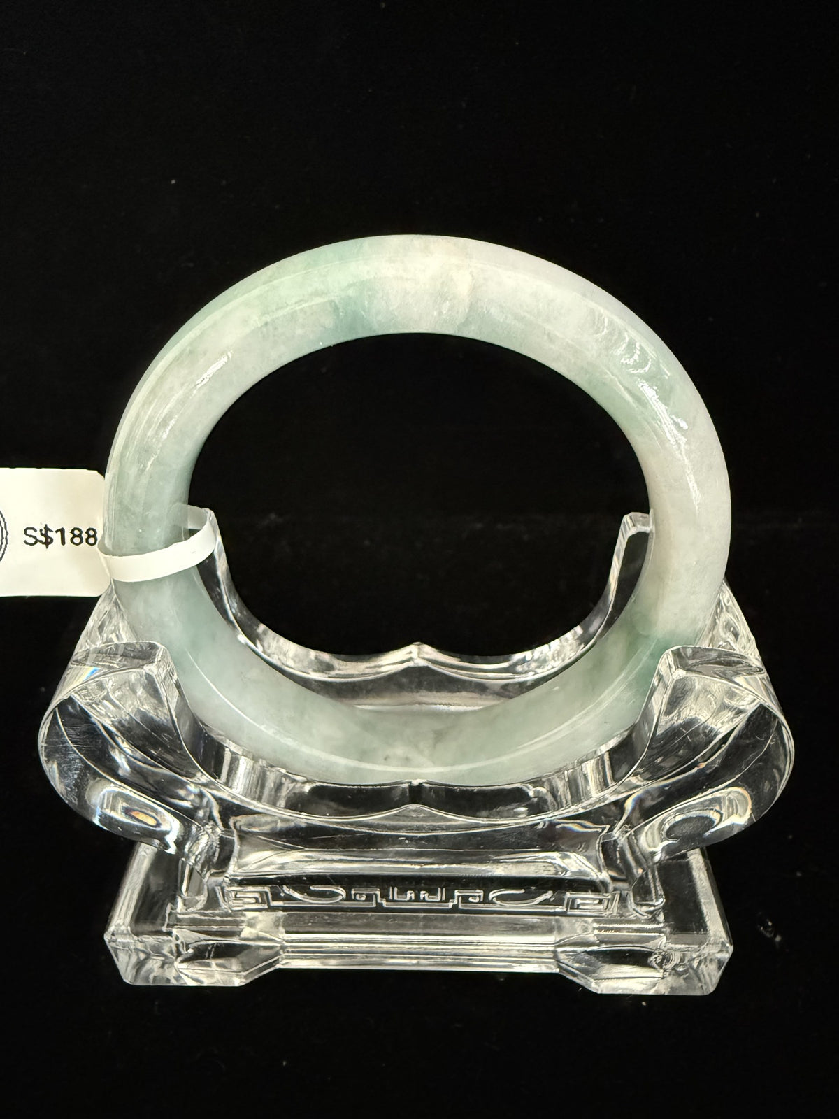 502. White with blue-green clouds jade bangle