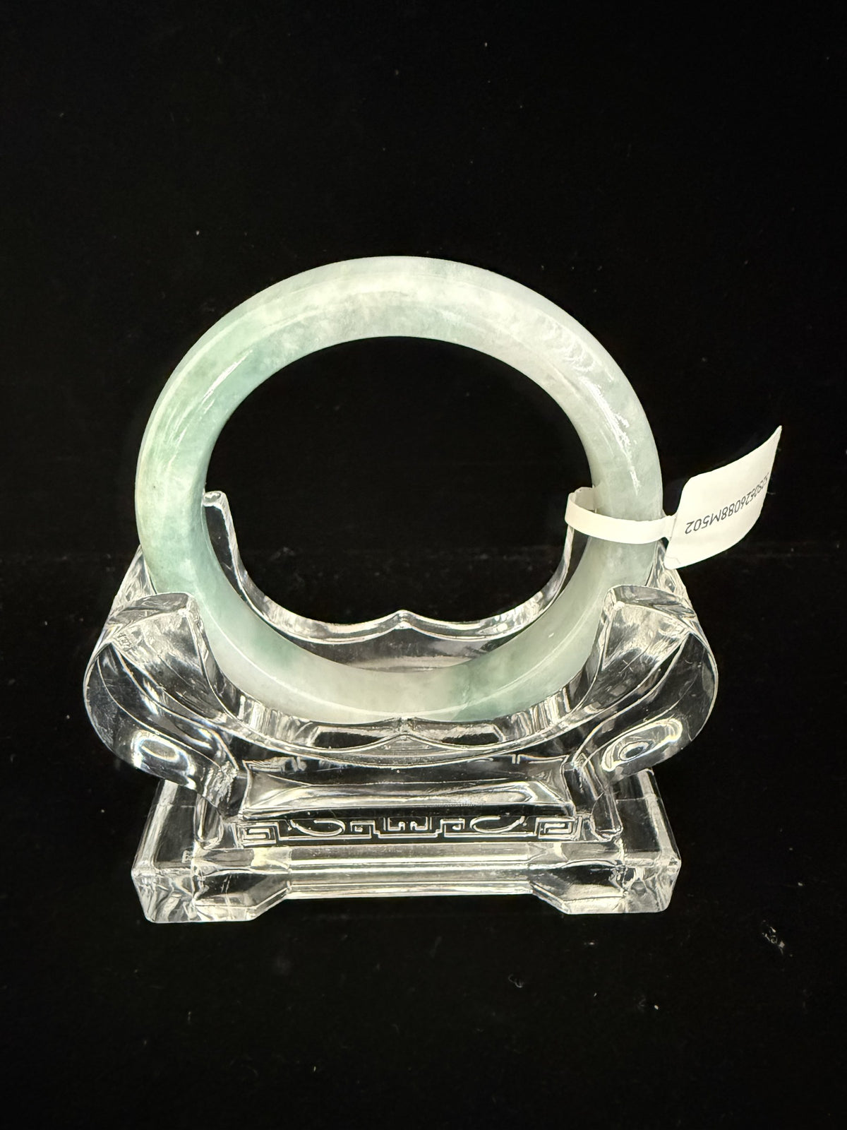502. White with blue-green clouds jade bangle