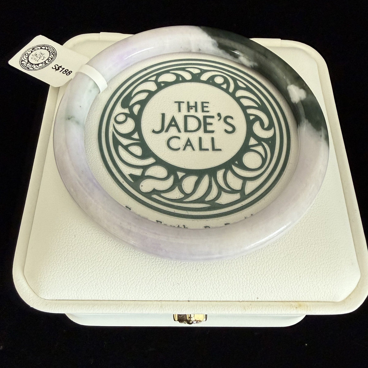 507. Lavender with deep green patch thin jade bangle