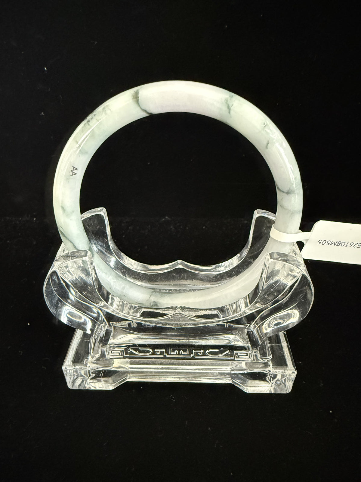505. White with dark green ink veins thin jade bangle