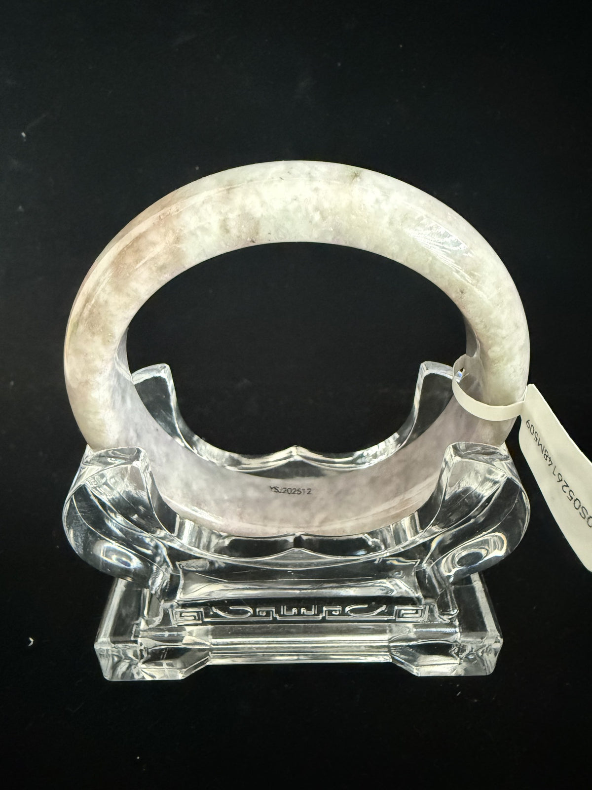 509. Lavender grey with russet tones chunky jade bangle