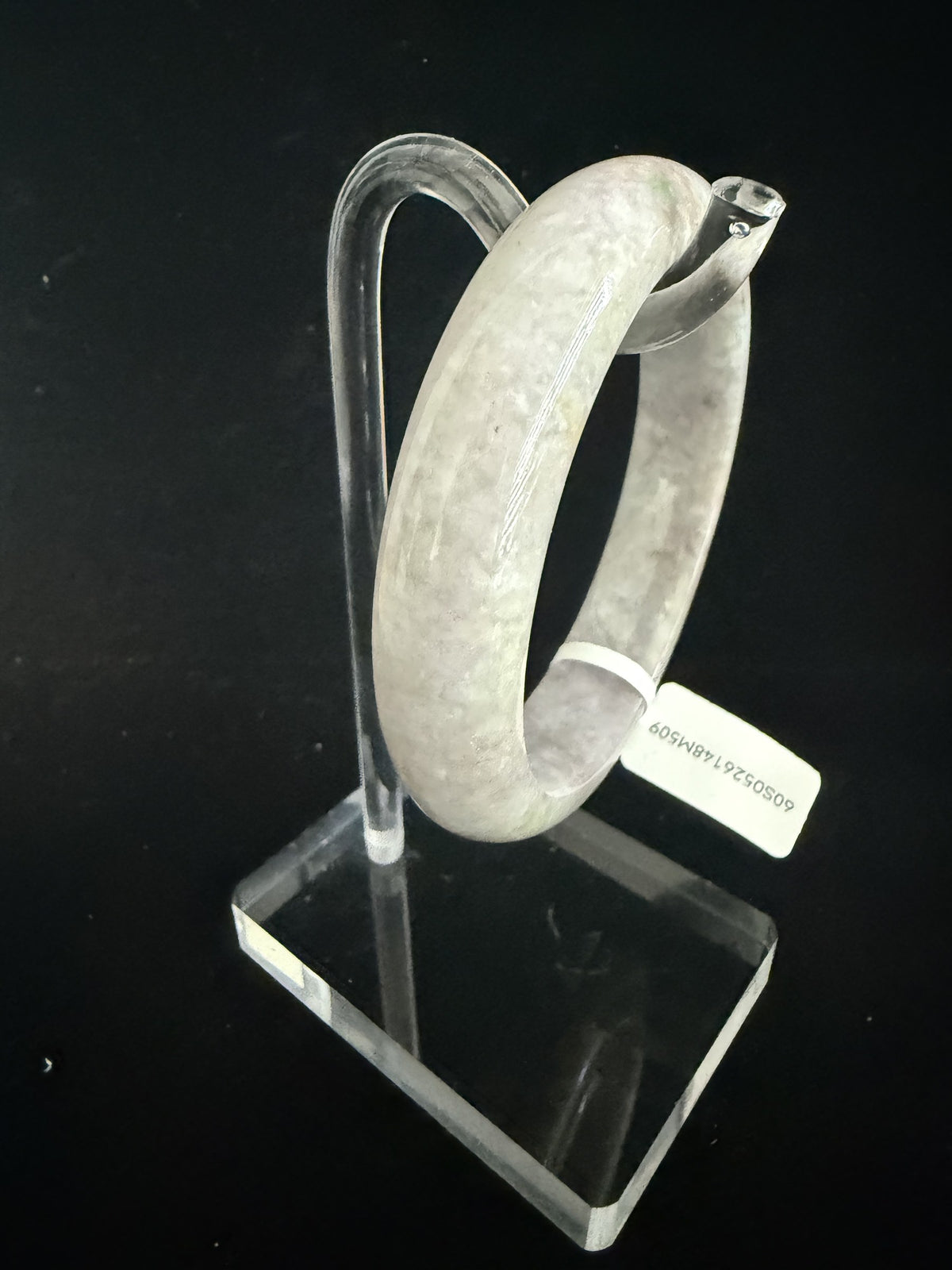 509. Lavender grey with russet tones chunky jade bangle
